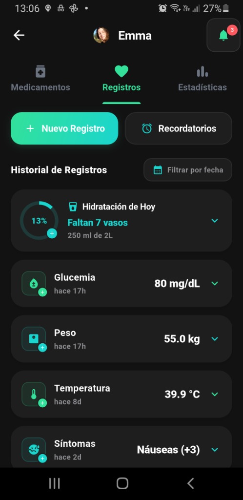 Vista principal de la aplicación Medicora